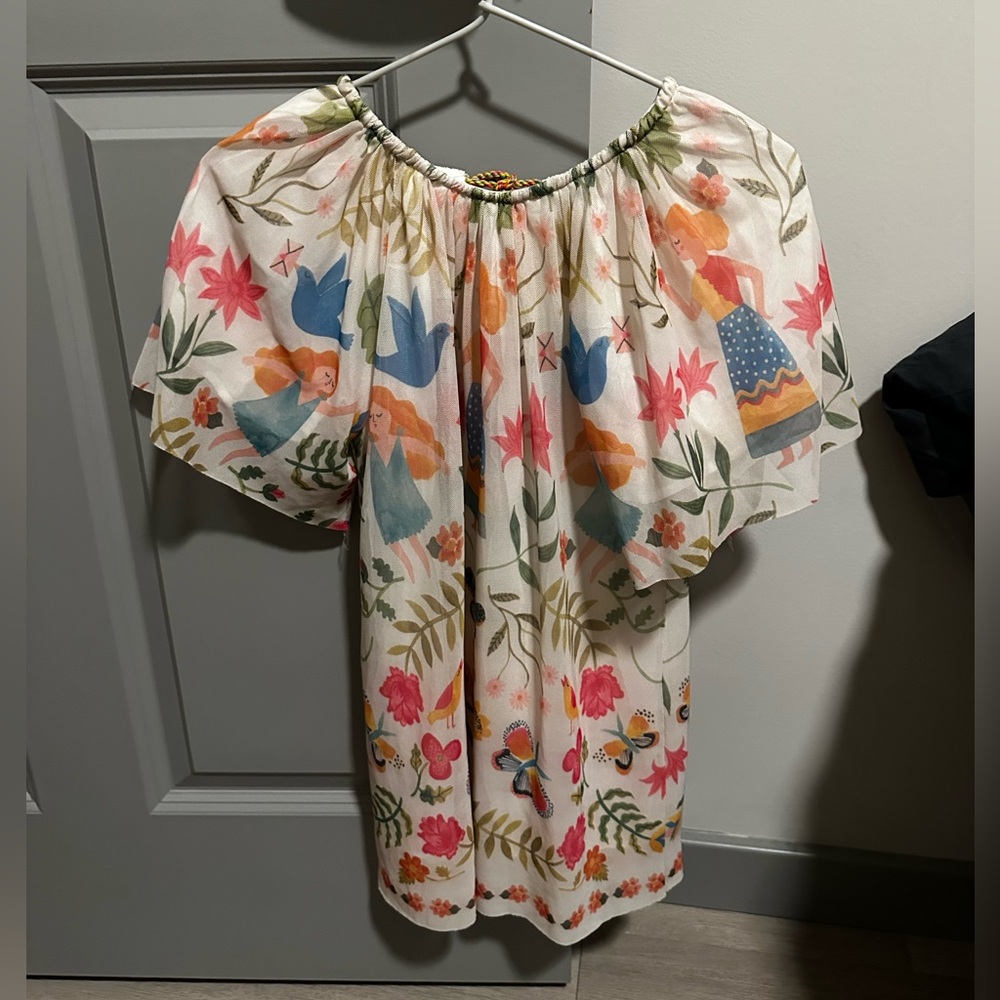 Fábula (FARM Rio for Kids) White Floral Dress for Girls - Size: 4 years
